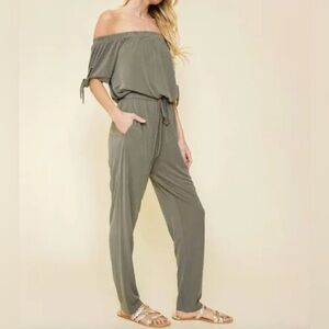 New Hem & Thread Jumpsuit Soft Rib Olive Green Small S